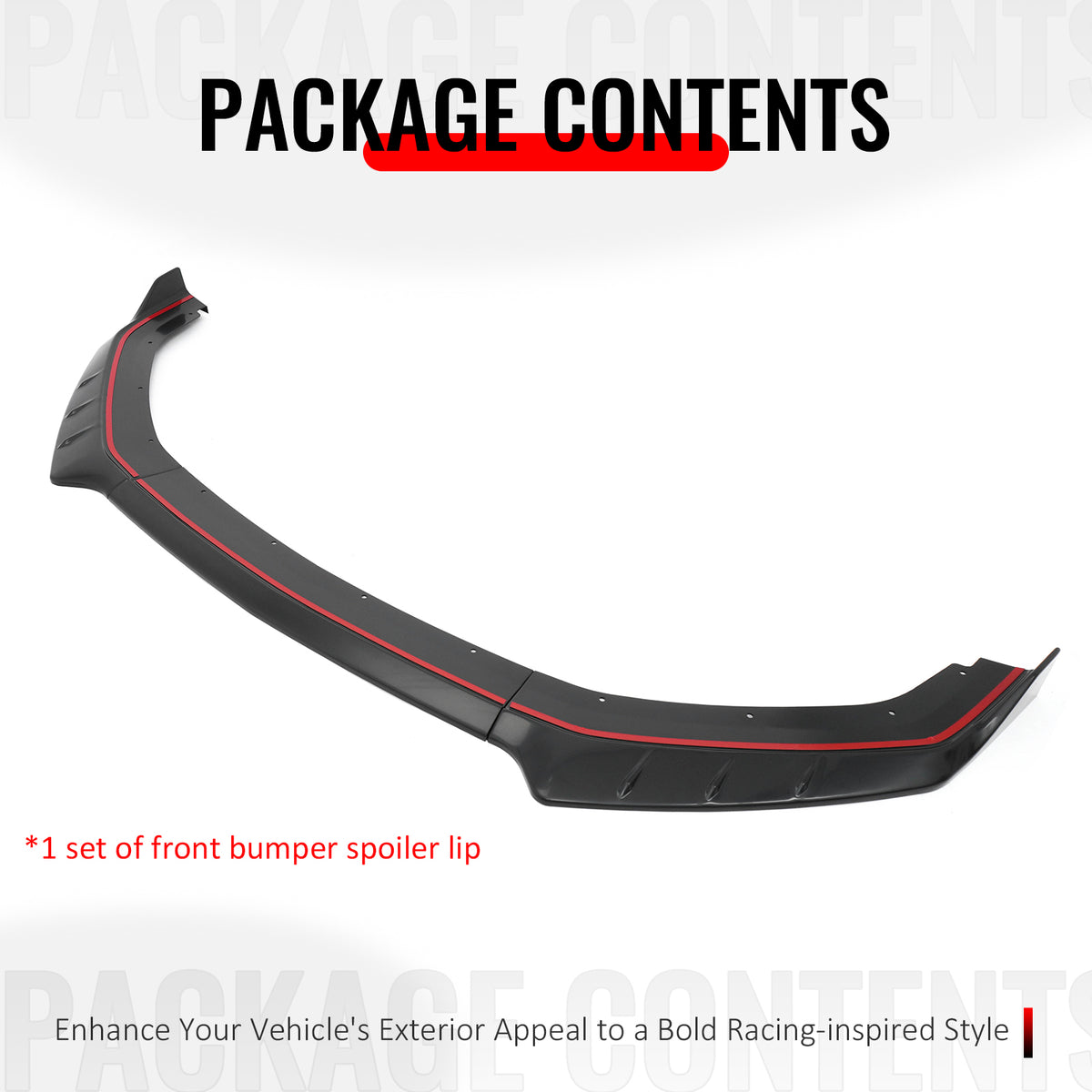 Fits 24-26 Ford Mustang IKON Style Front Bumper Lip Matte Black Lower Splitter