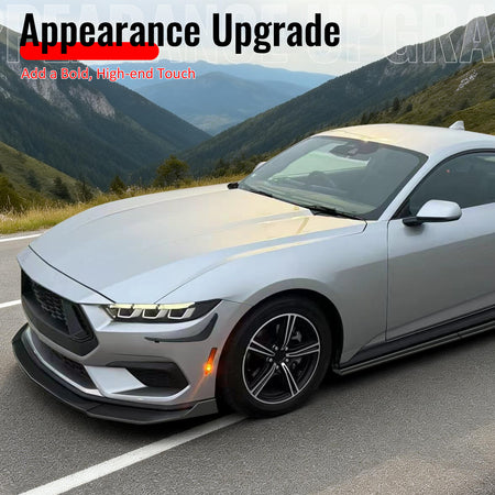 Fits 24-26 Ford Mustang Ecoboost GT IKON V2 Style Front Lip Gloss Black 3PCS