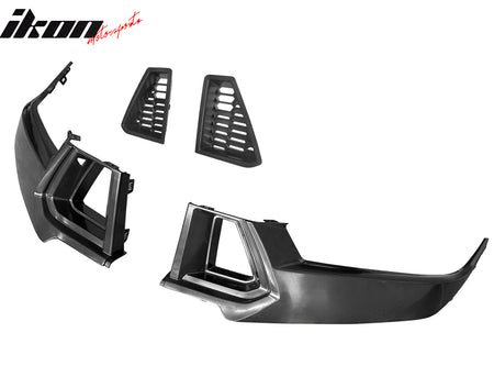 IKON MOTORSPORTS Front Bumper Upper Side Vent Covers Grilles, Compatible with 2024-2026 Ford Mustang 7th Gen S650 Dark Horse Handling Package, OE Style Unpainted Black ABS Replacement Insert Covers