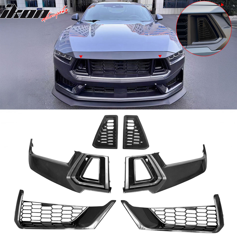 2024-2026 Ford Mustang Dark Horse Front Bumper Mesh Grilles Covers ABS