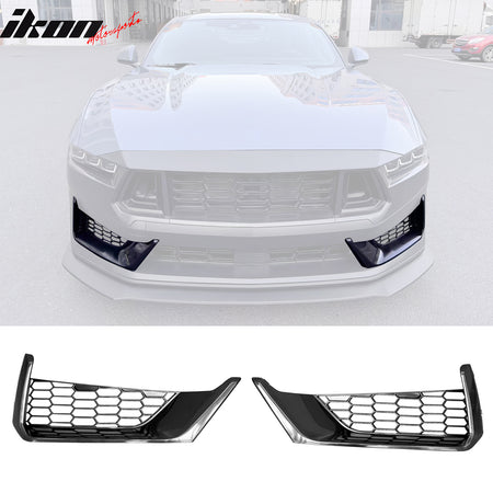 Fits 24-26 Ford Mustang Dark Horse Front Bumper Insert Cover W/ Mesh Grilles ABS