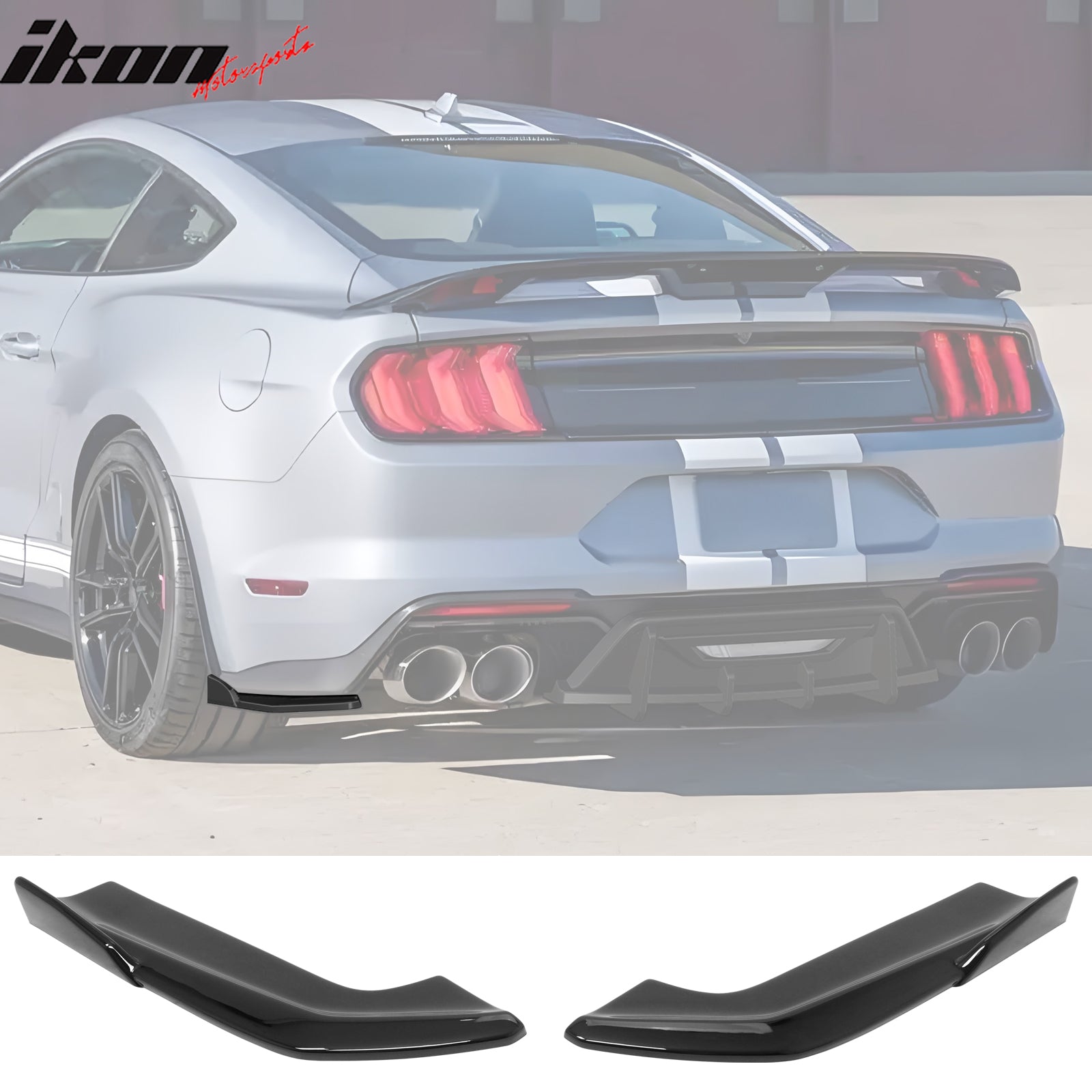 For 24-26 Ford Mustang Ecoboost GT IKON Style Rear Bumper Aprons Gloss ...