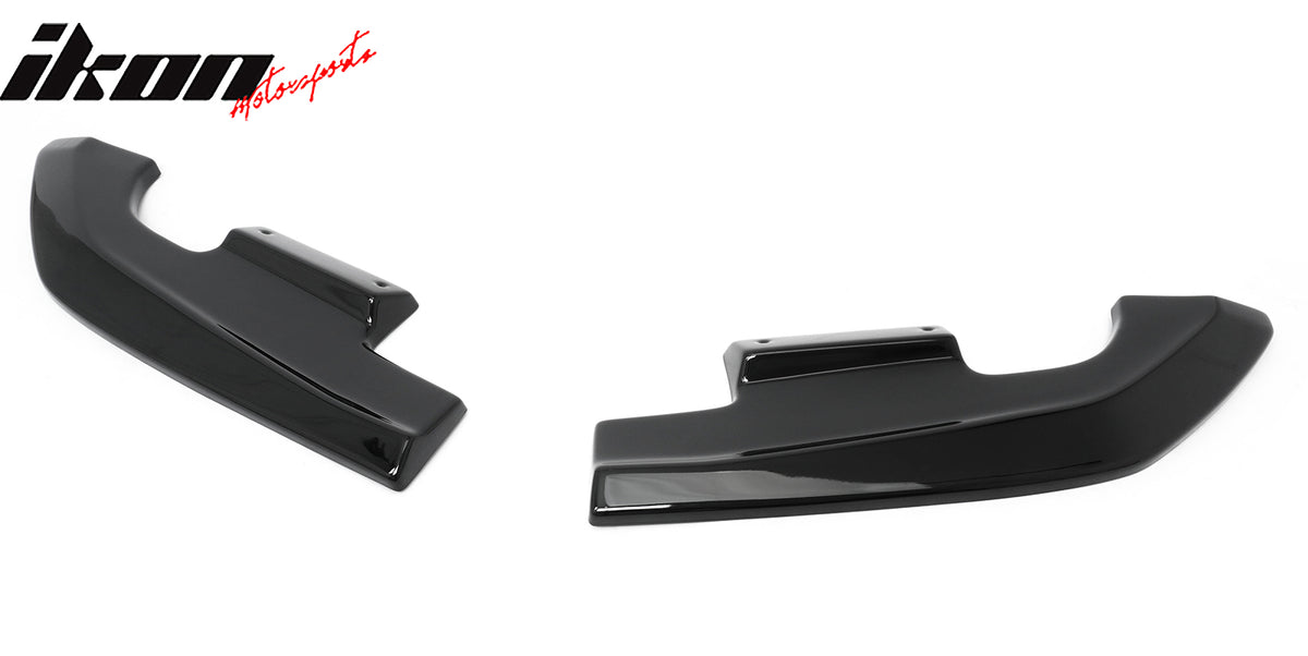 IKON MOTORSPORTS Rear Bumper Lip Apron Splitter, Compatible with 2024-2026 Ford Mustang Ecoboost & GT, R Style Gloss Black ABS Rear Diffuser Spat Valance Winglet Canard Protector 2PCS