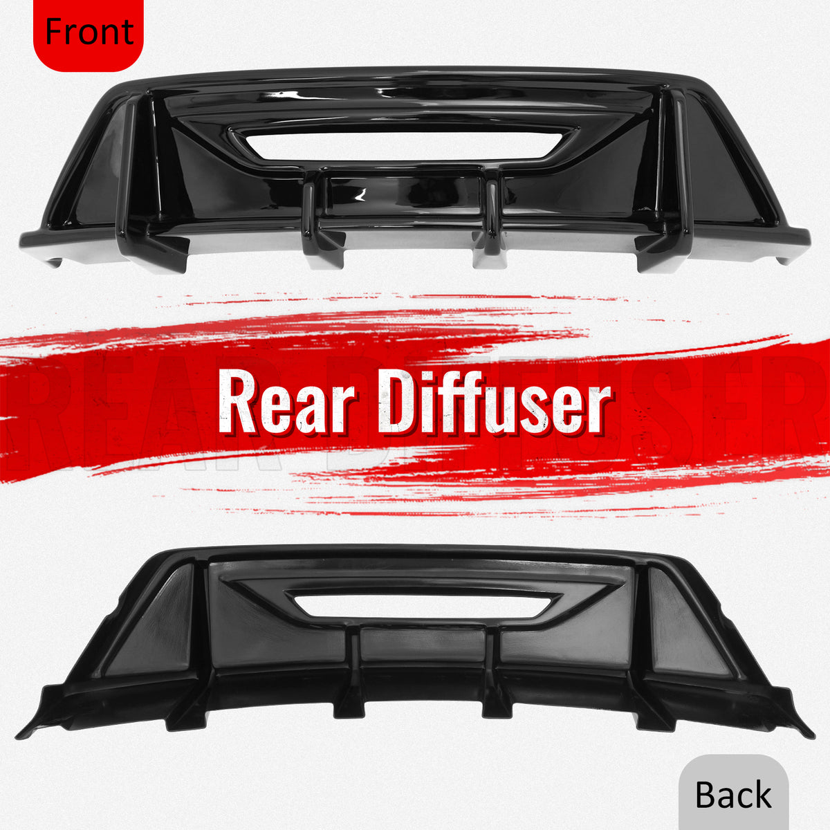 Fits 24-26 Ford Mustang Ecoboost & GT IKON Style Rear Diffuser Gloss Black ABS