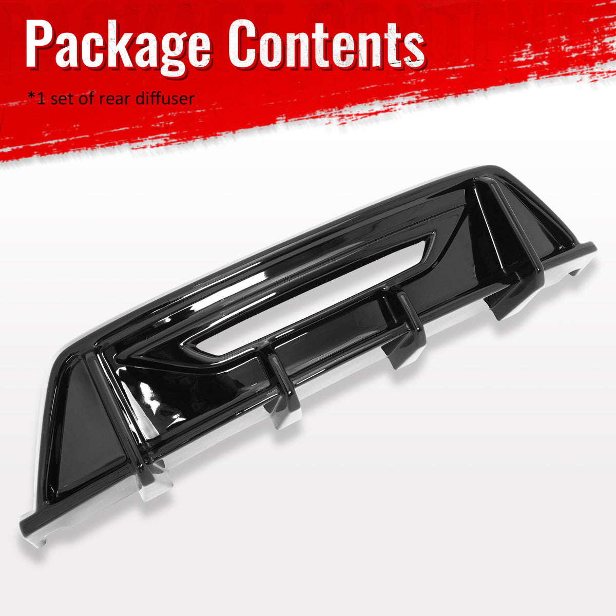 Fits 24-26 Ford Mustang Ecoboost & GT IKON Style Rear Diffuser Gloss Black ABS