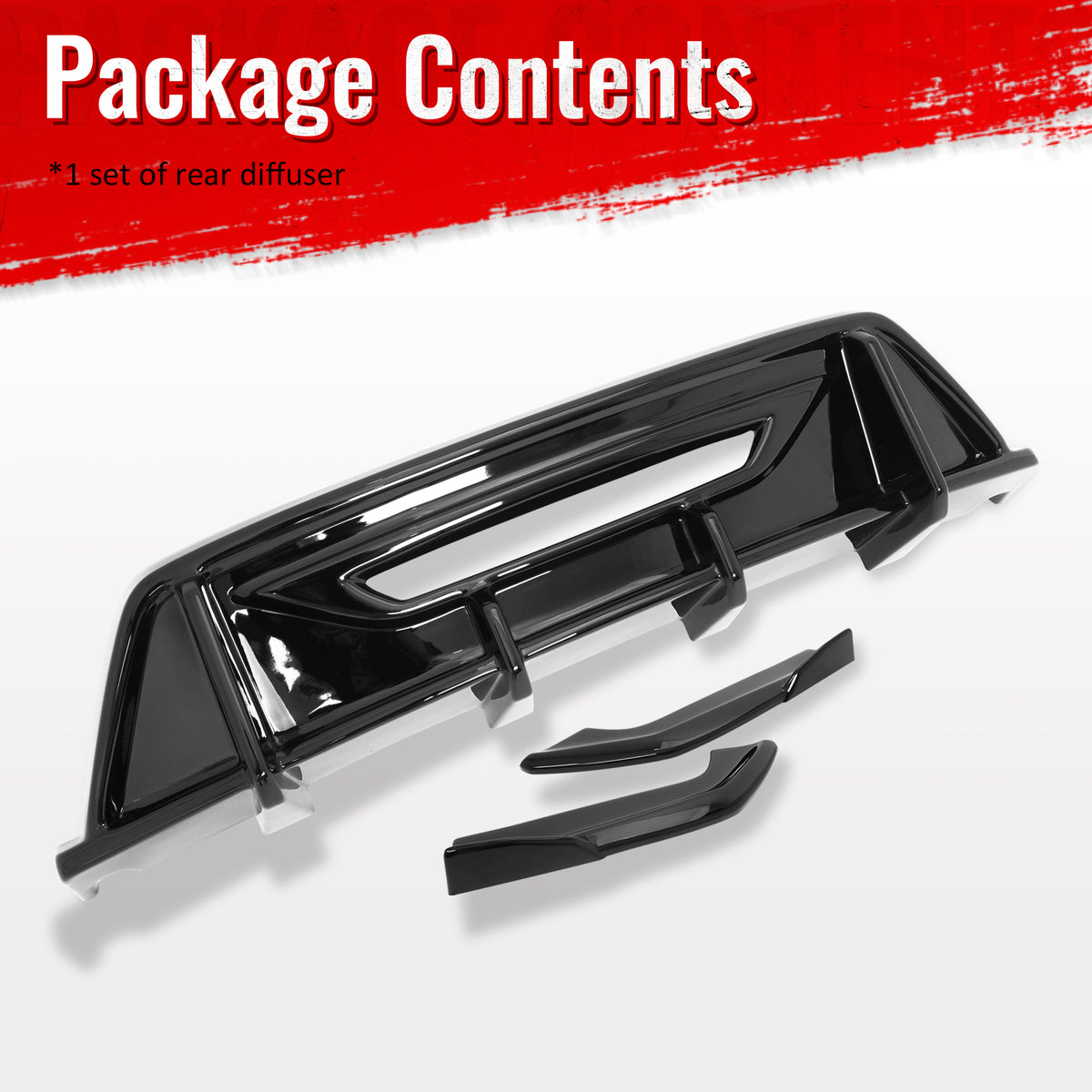 Fits 24-26 Ford Mustang Eco& GT IKON Style Rear Diffuser+ Aprons Gloss Black ABS