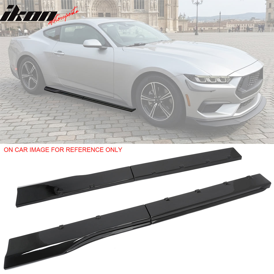 2024-2026 Ford Mustang R Style Gloss Black Side Skirts Panel ABS Pair