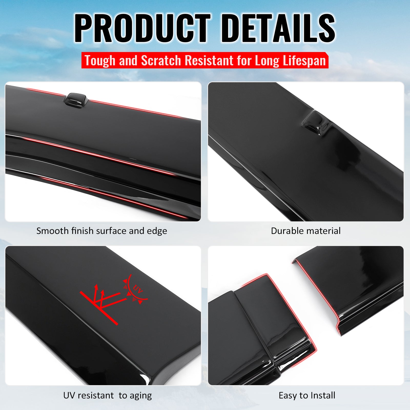 For 24-26 Ford Mustang R Style 2PCS Side Skirts Add On Splitters Gloss Black ABS