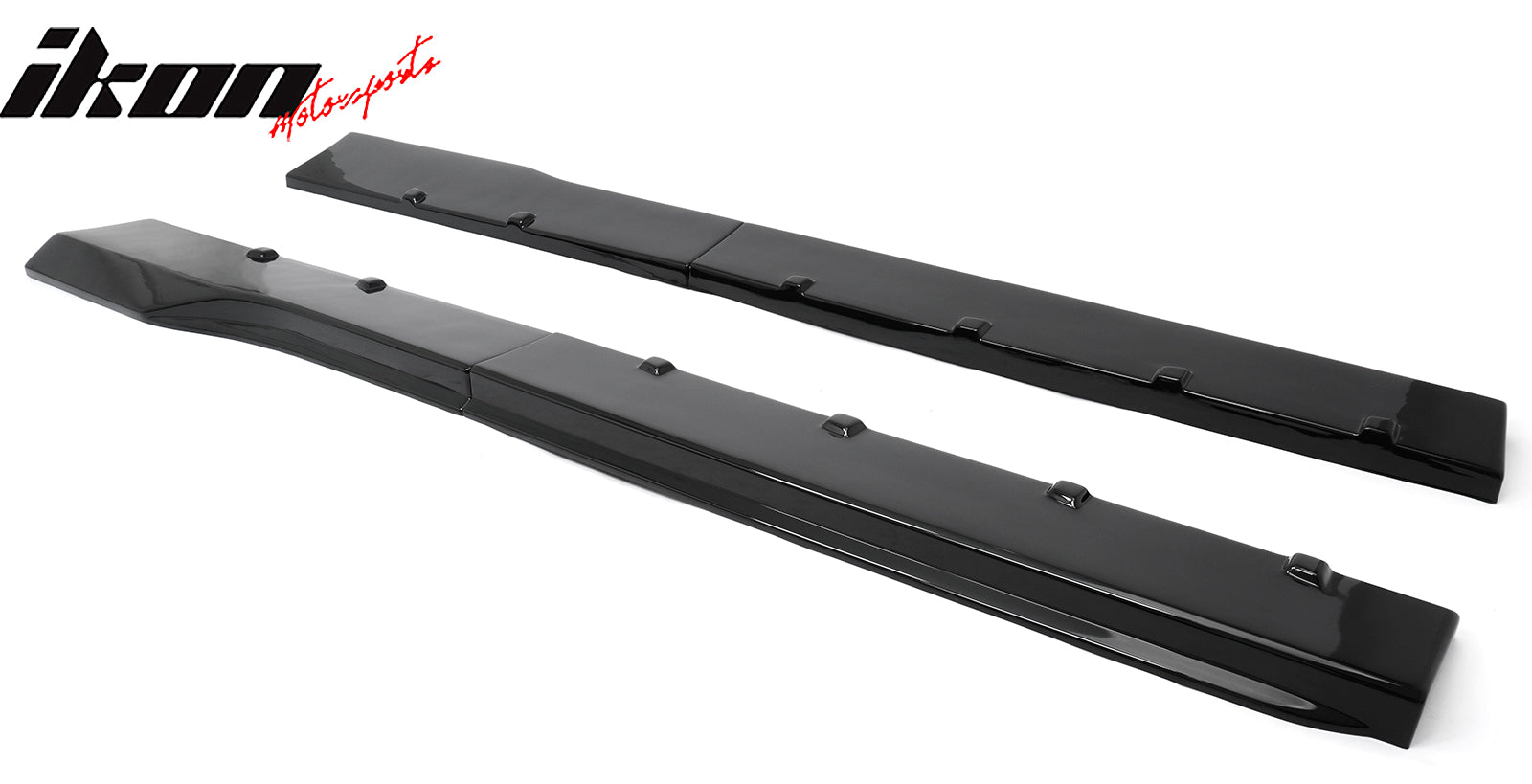 For 24-26 Ford Mustang R Style 2PCS Side Skirts Add On Splitters Gloss Black ABS
