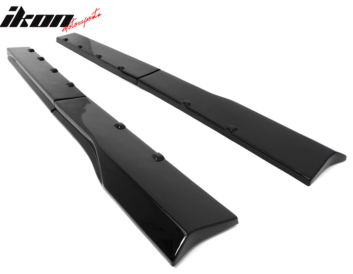 For 24-26 Ford Mustang R Style 2PCS Side Skirts Add On Splitters Gloss Black ABS