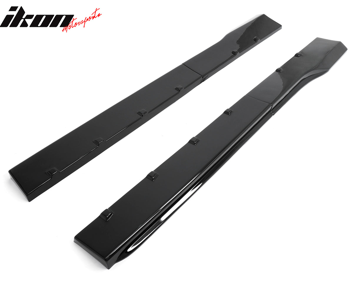 For 24-26 Ford Mustang R Style 2PCS Side Skirts Add On Splitters Gloss Black ABS