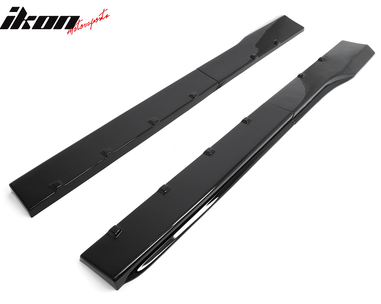For 24-26 Ford Mustang R Style 2PCS Side Skirts Add On Splitters Gloss Black ABS