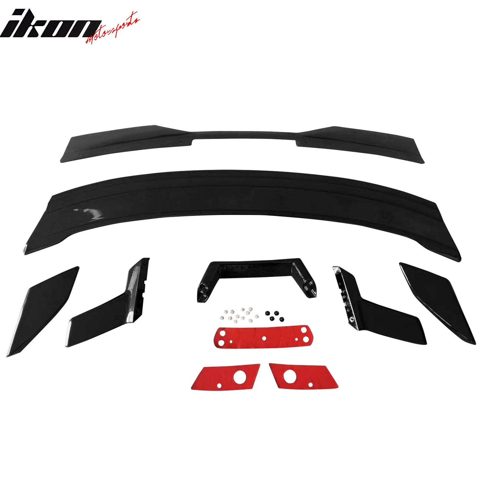 Fits 24-26 Ford Mustang Dark Horse Gloss Black Trunk Spoiler W/ Gurney Glap ABS