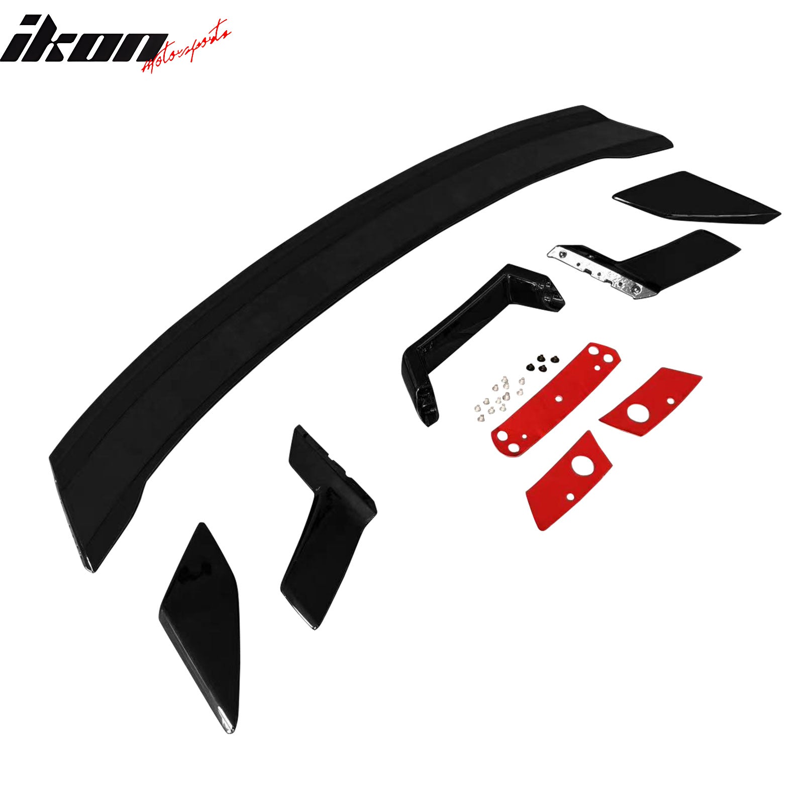 Fits 24-26 Ford Mustang Dark Horse Gloss Black Trunk Spoiler W/ Gurney Glap ABS