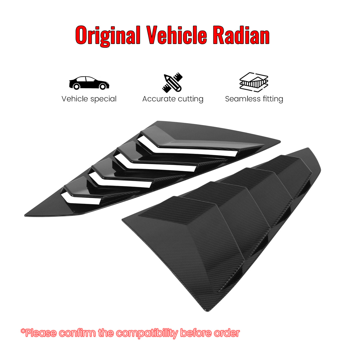 Fits 24-26 Ford Mustang S650 Coupe Side Window Louvers Scoop Carbon Fiber Print