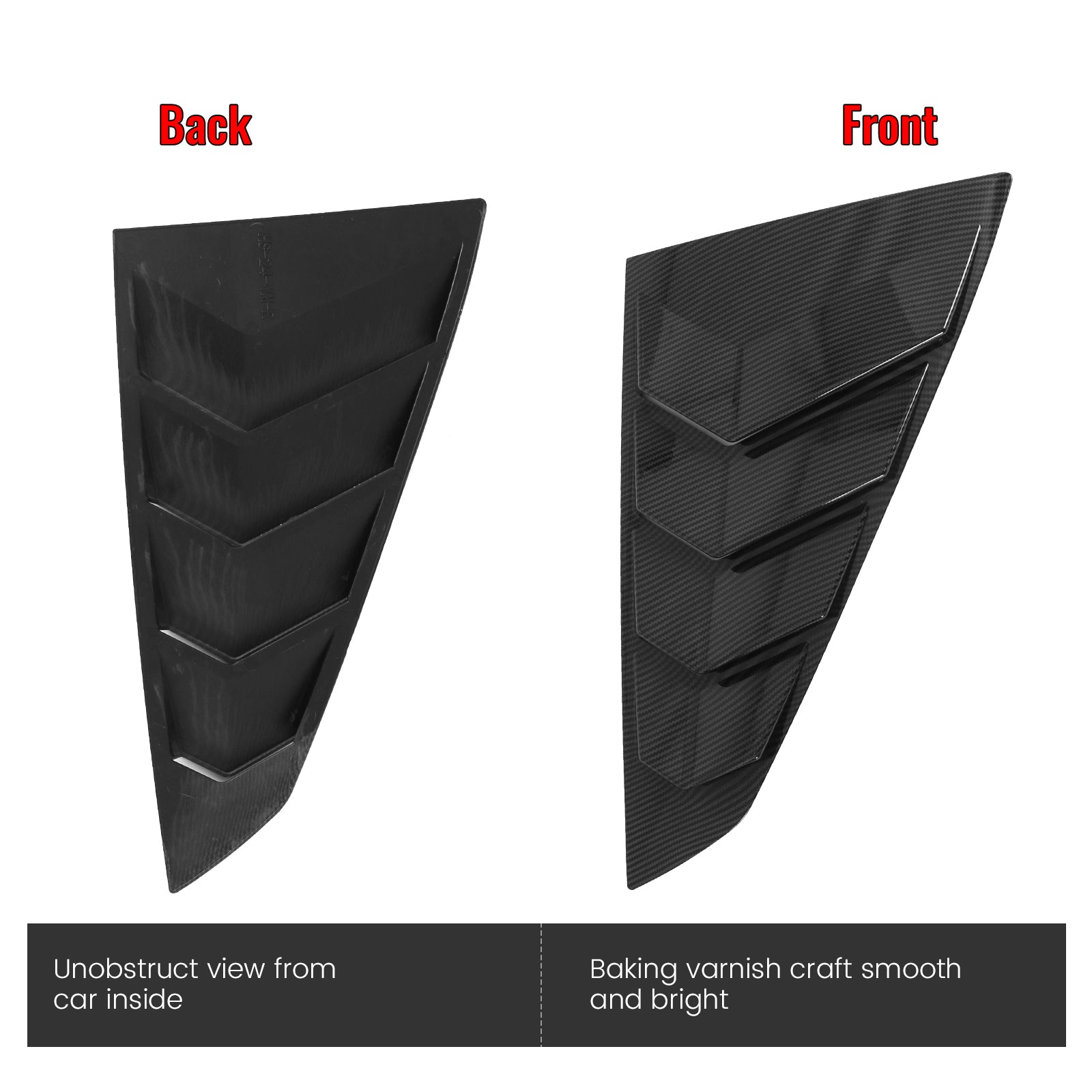 Fits 24-26 Ford Mustang S650 Coupe Side Window Louvers Scoop Carbon Fiber Print