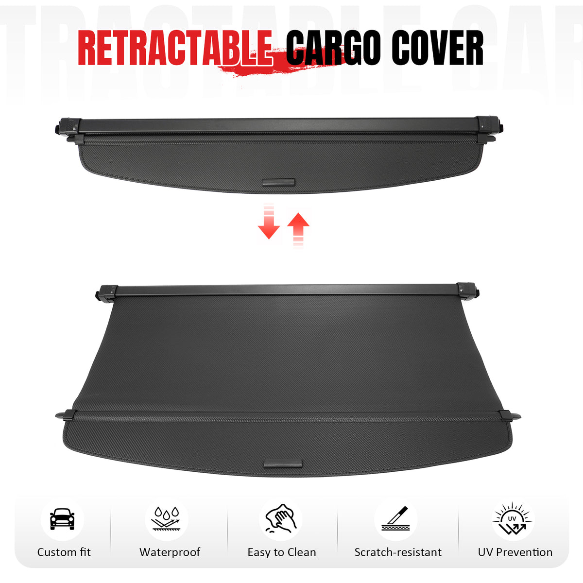 IKON MOTORSPORTS, Rear Retractable Cargo Cover, Compatible with 2024-2026 Honda Prologue & Chevrolet Blazer EV, Trunk Security Luggage Shield Shade