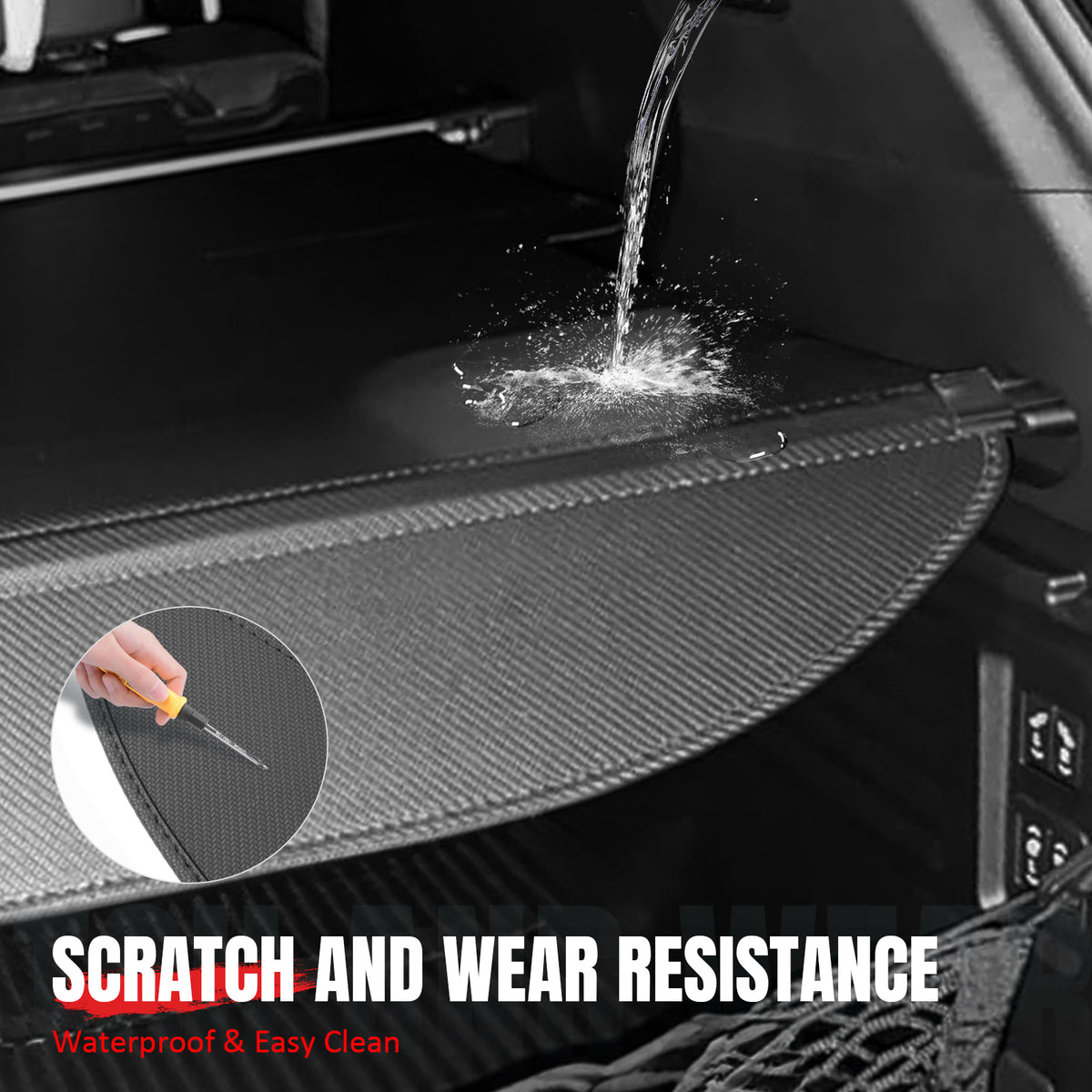 Fits 24-26 Traverse Acadia Enclave Carbon Fiber Texture Cargo Cover+Backrest Mat