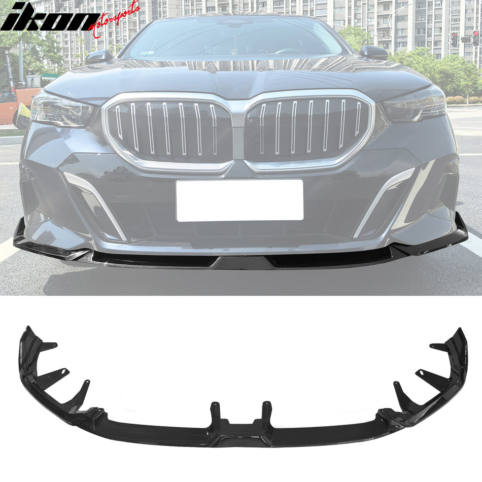 2024-2026 BMW G60 5 Series Sedan IKON Gloss Black Front Bumper Lip PP