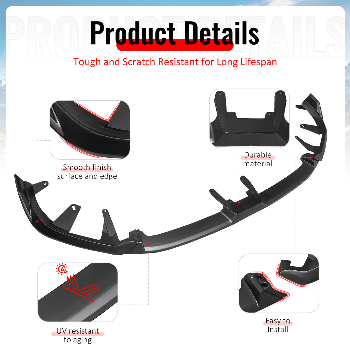 Fits 24-26 BMW G60 5 Series & i5 IKON Front Bumper Lip Spoiler Matte Black 3PCS