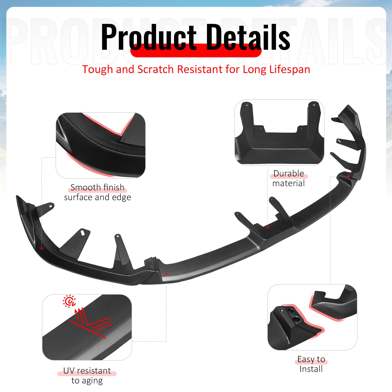 Fits 24-26 BMW G60 5 Series & i5 IKON Front Bumper Lip Spoiler Matte Black 3PCS