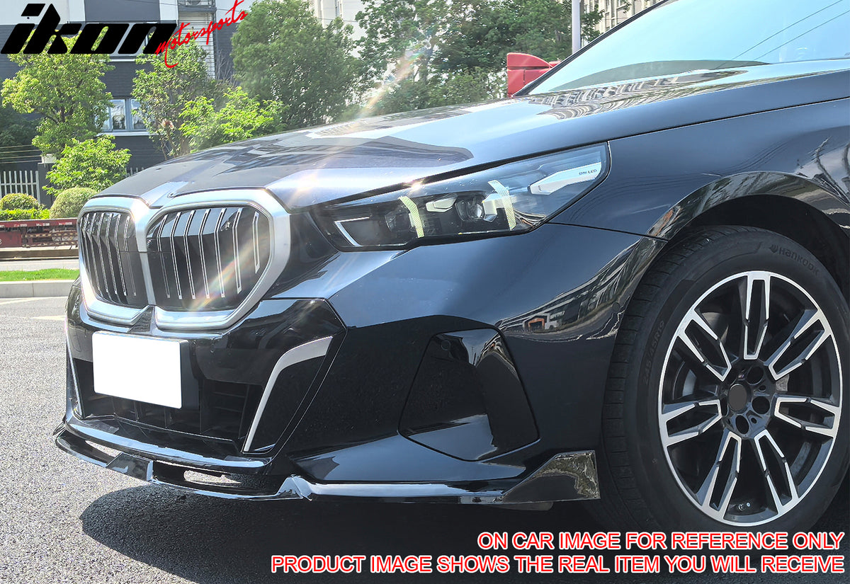 Fits 24-26 BMW G60 5 Series & i5 IKON Front Bumper Lip Spoiler Matte Black 3PCS