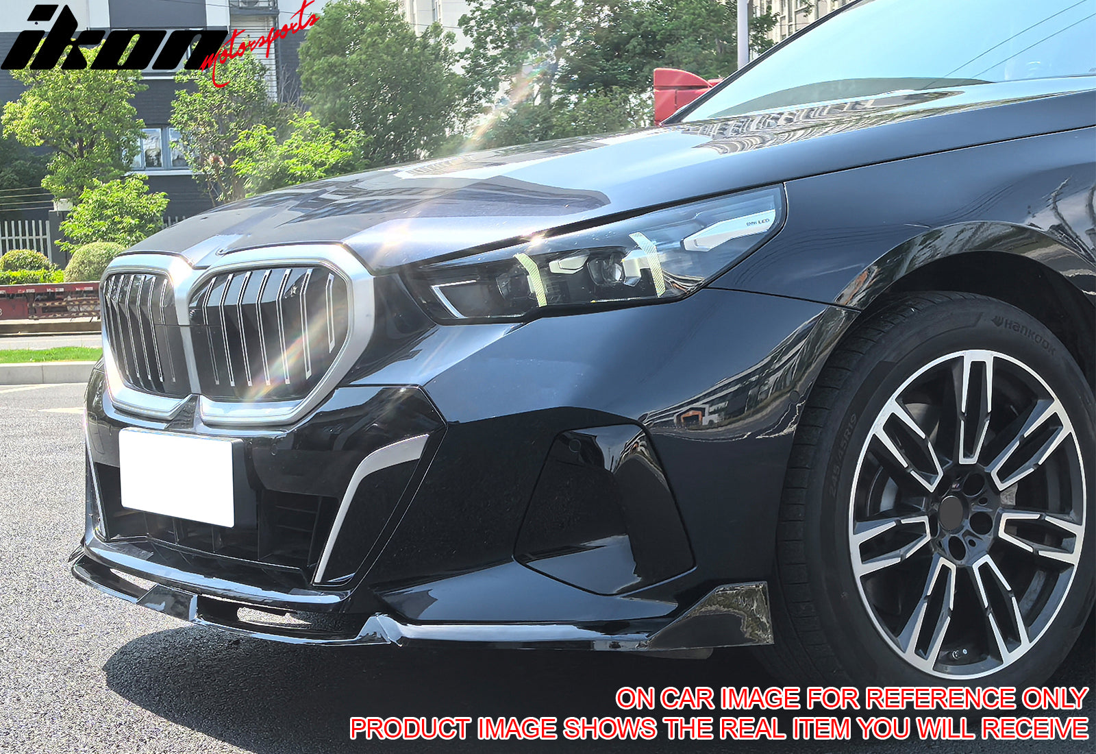 Fits 24-26 BMW G60 5 Series & i5 IKON Front Bumper Lip Spoiler Matte Black 3PCS
