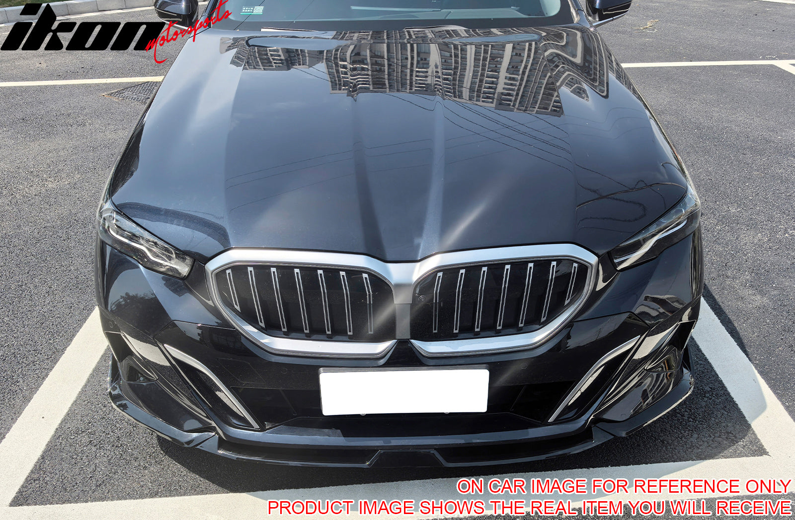 Fits 24-26 BMW G60 5 Series & i5 IKON Front Bumper Lip Spoiler Matte Black 3PCS