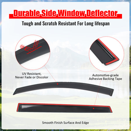Fits 24-26 Chevy Equinox EV Window Visors Vent Rain Guards Deflectors Tape-On