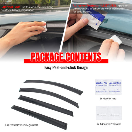 Fits 24-26 Chevy Equinox EV Window Visors Vent Rain Guards Deflectors Tape-On