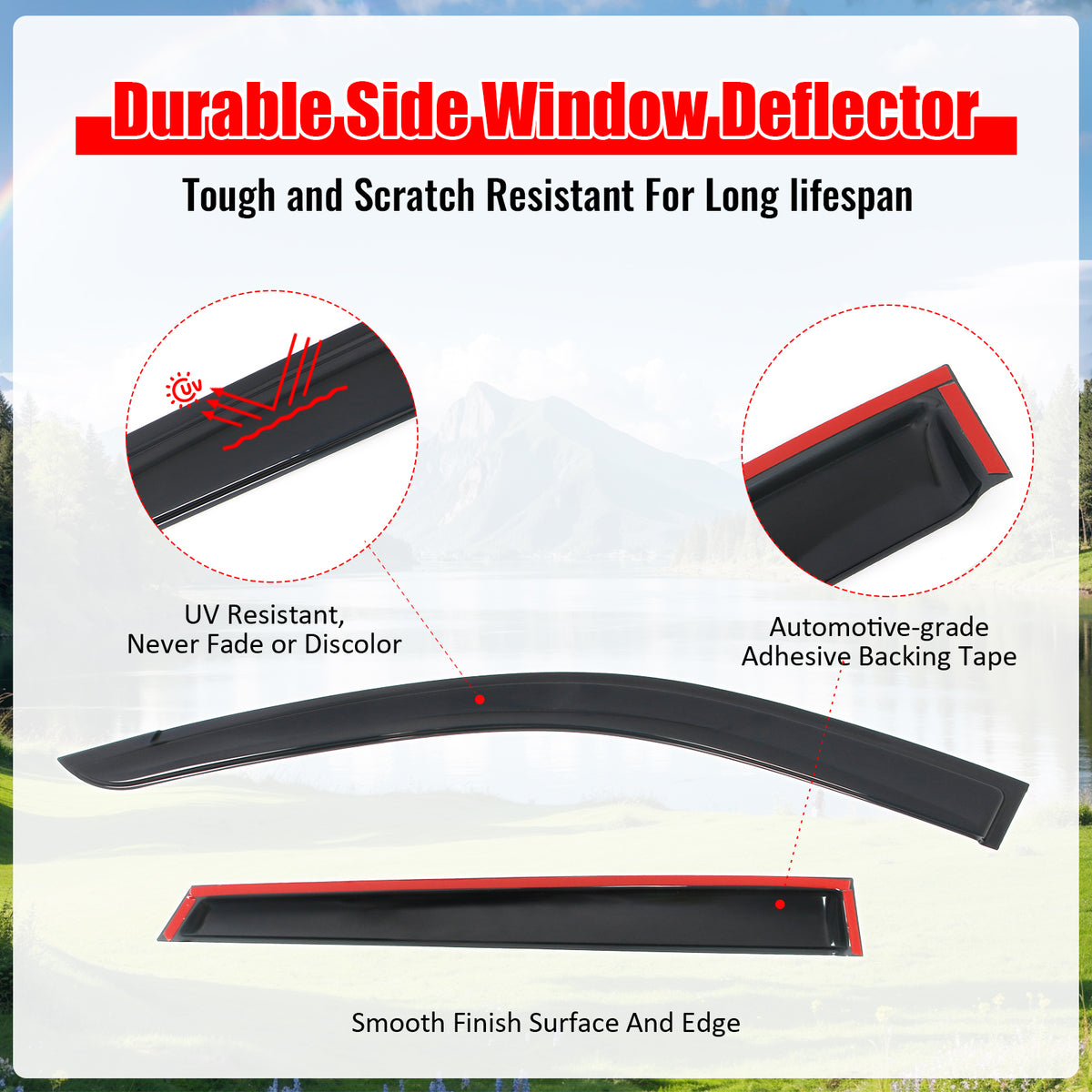 Fits 24-26 Chevy Trax Smoke Window Visors Vent Rain Guards Deflectors Tape-On