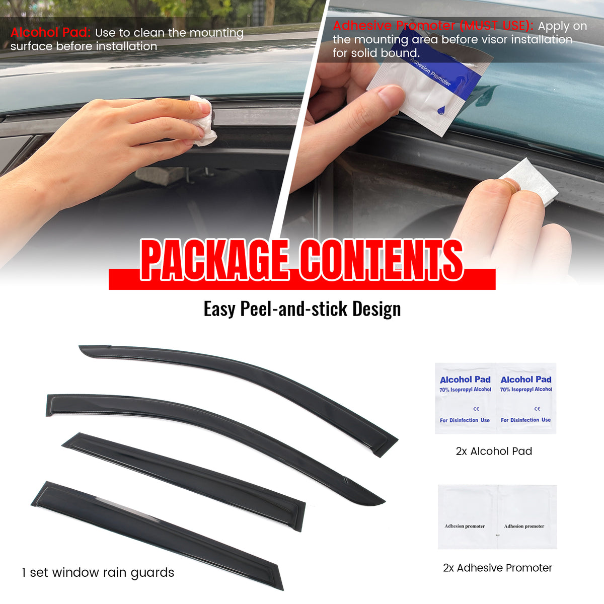 Fits 24-26 Chevy Trax Smoke Window Visors Vent Rain Guards Deflectors Tape-On