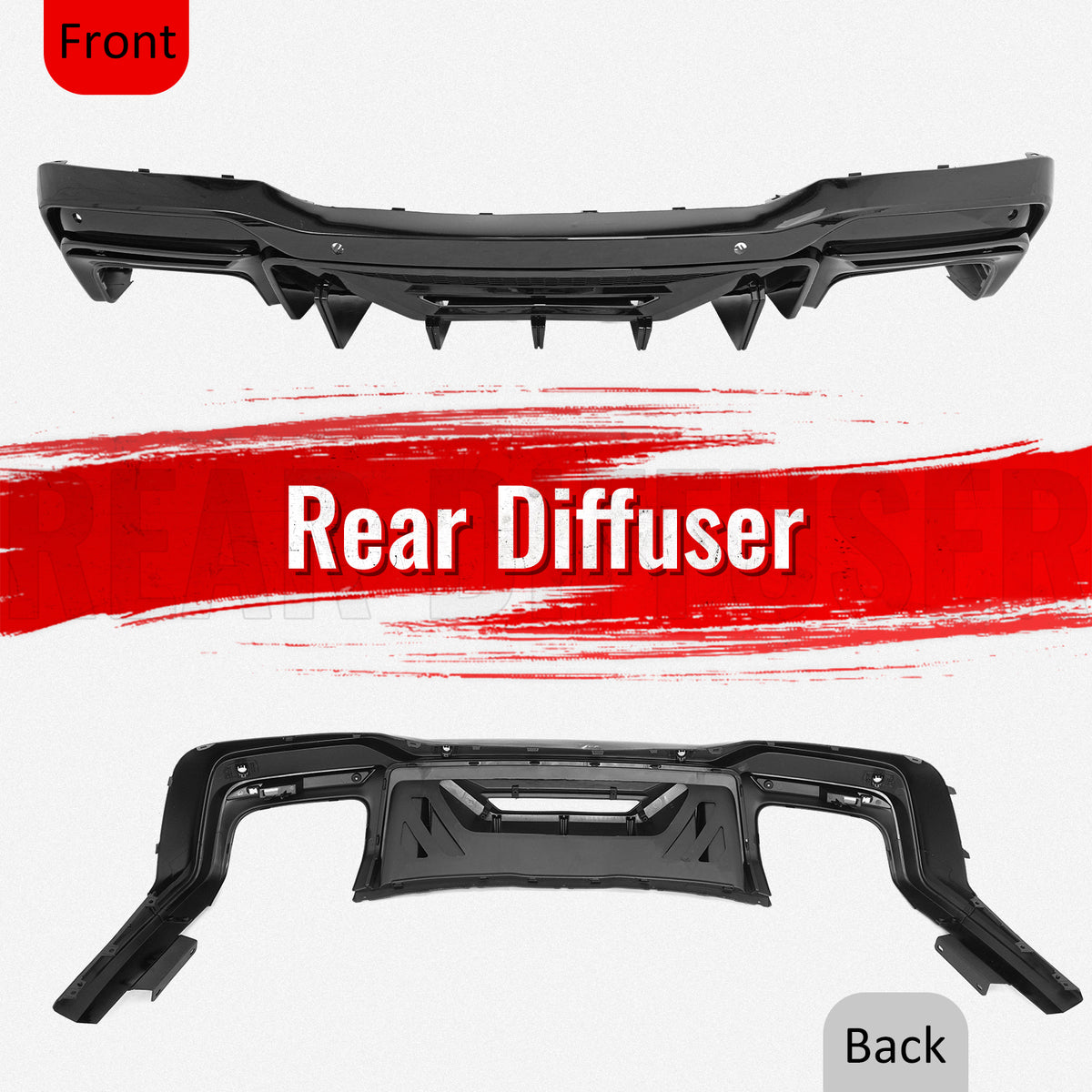 Fits 24-26 Ford Mustang Dark Horse Rear Bumper Diffuser Speed Style Gloss Black