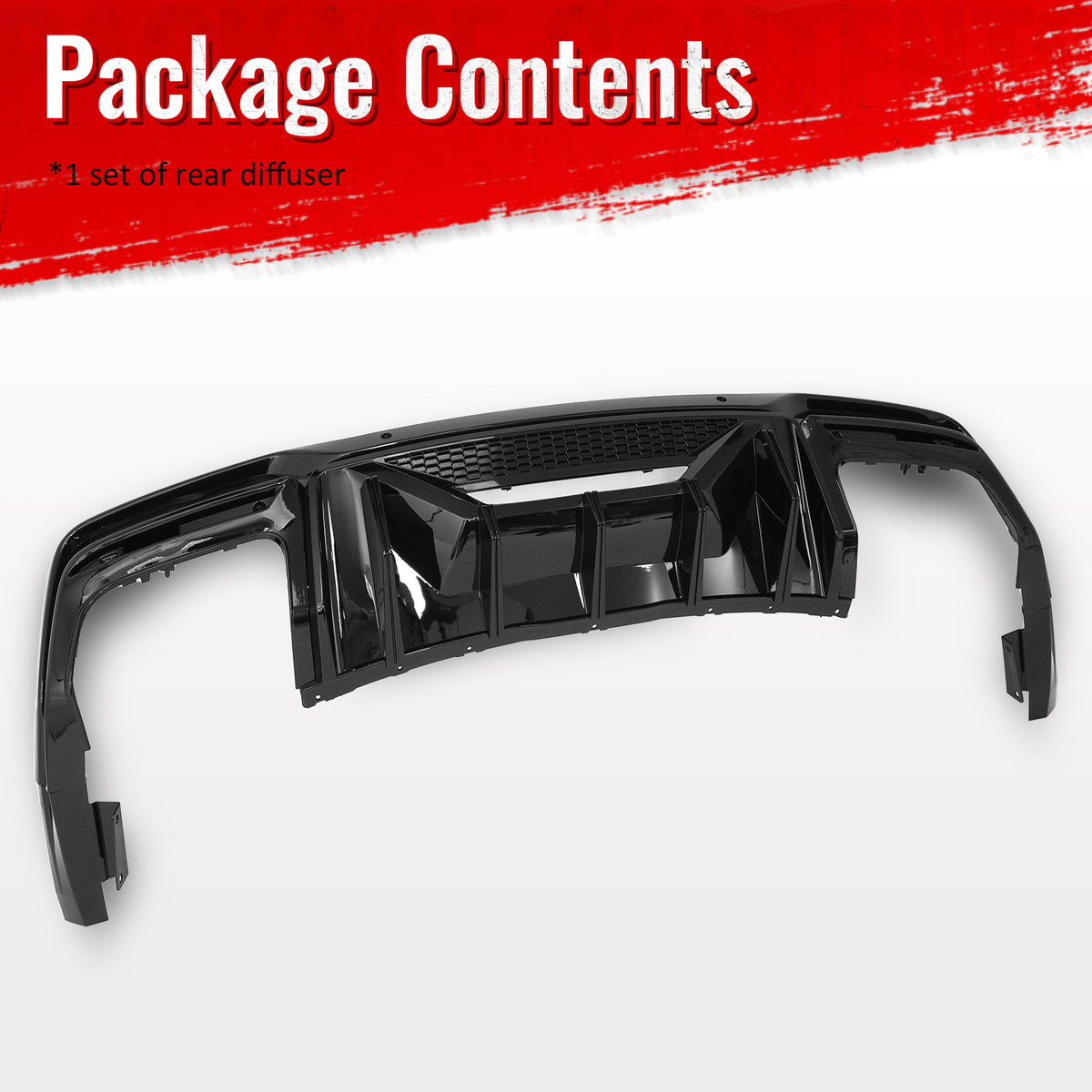Fits 24-26 Ford Mustang Dark Horse Rear Bumper Diffuser Speed Style Gloss Black