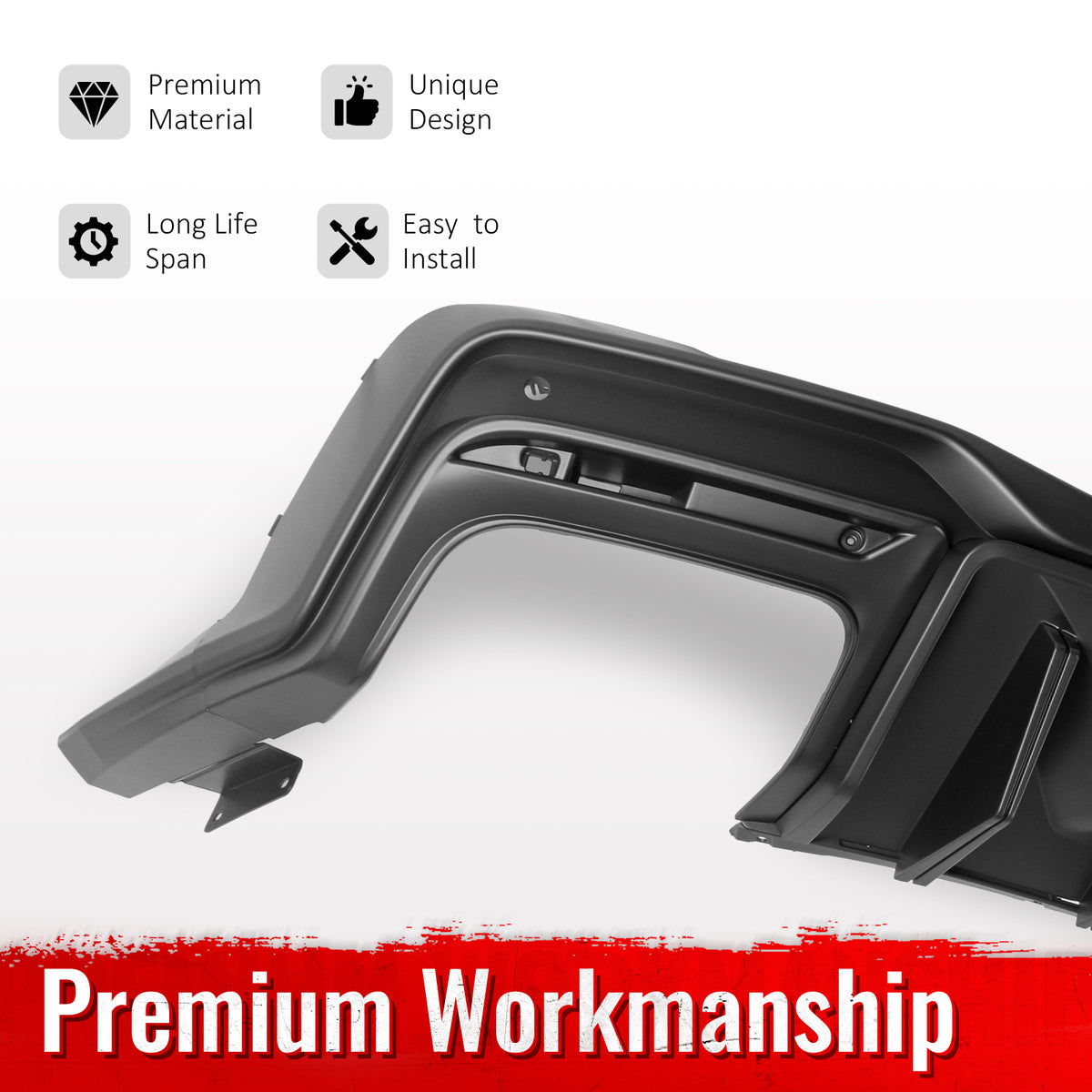 Fits 24-26 Ford Mustang Dark Horse Rear Bumper Diffuser Speed Style Matte Black