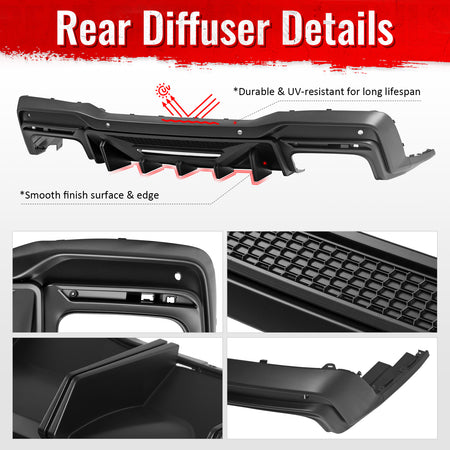 Fits 24-26 Ford Mustang Dark Horse Rear Bumper Diffuser Speed Style Matte Black