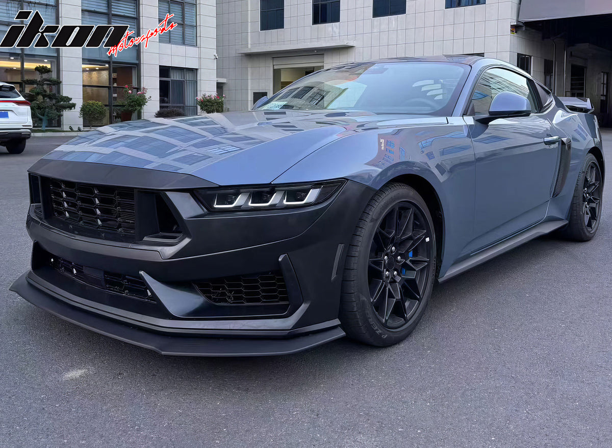 IKON MOTORSPORTS Front Lower Grille, Compatible with 2024-2026 Ford Mustang 7th Gen S650, Dark Horse Handling Package OE Style Unpainted Black ABS Plastic Replacement Front Bumper Grill 1PC