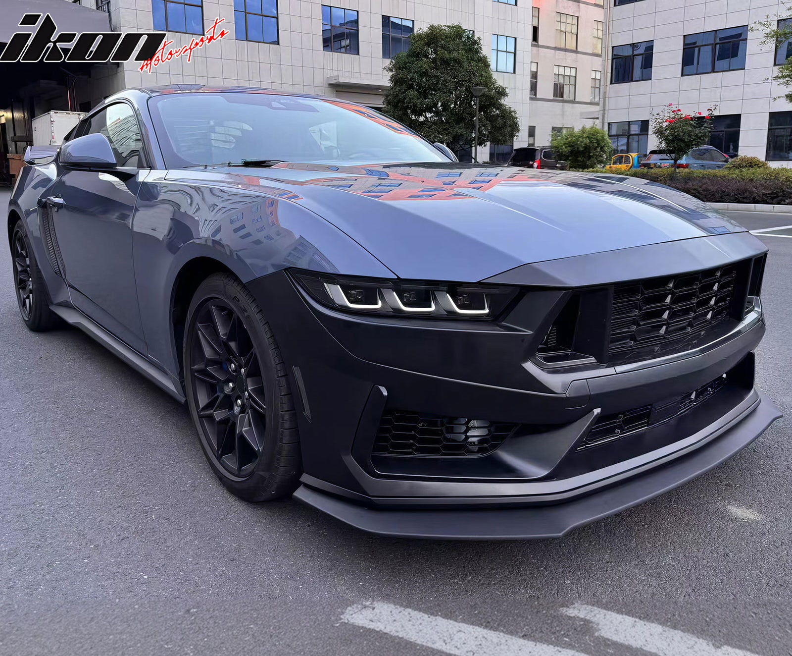 Fits 24-26 Ford Mustang Dark Horse Style ABS Front Bumper Hood Lower Mesh Grille