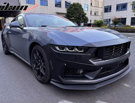 IKON MOTORSPORTS Front Bumper Lower Side Grille, Compatible with 2024-2026 Ford Mustang 7th Gen S650, Dark Horse Handling Package OE Style Unpainted Black ABS Replacement Vent Cover Insert 2PCS