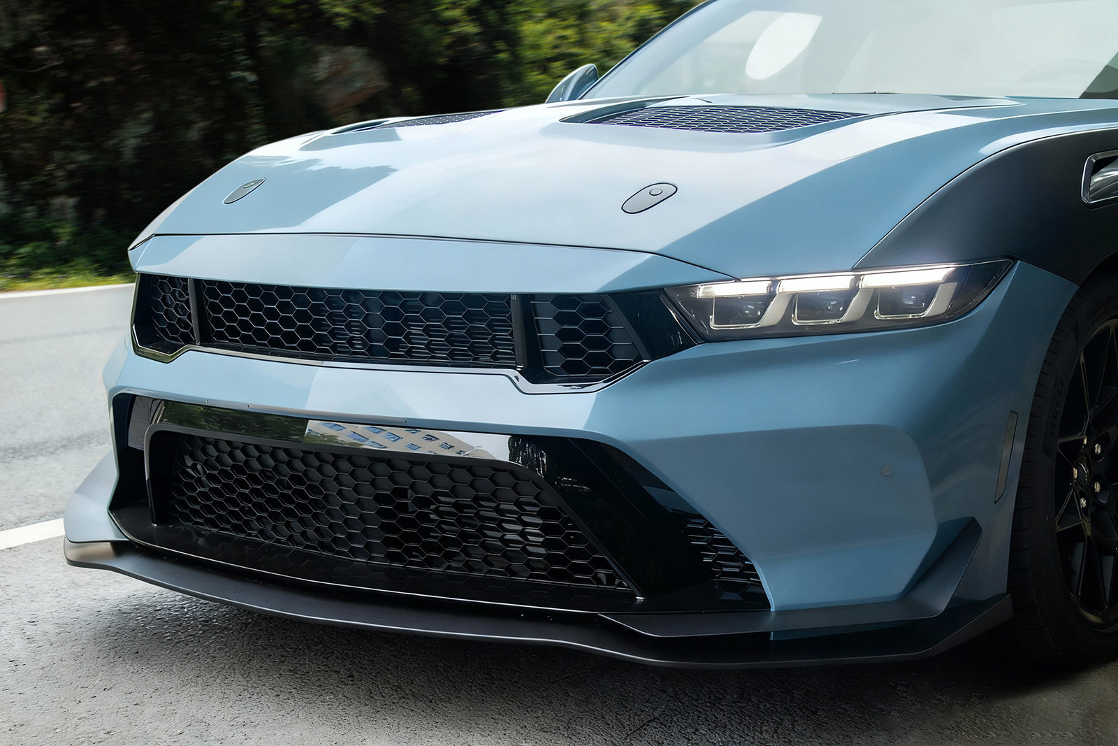 Fits 24-26 Ford Mustang Front Engine Hood Cover GTD Style Aluminum Scoop Bonnet