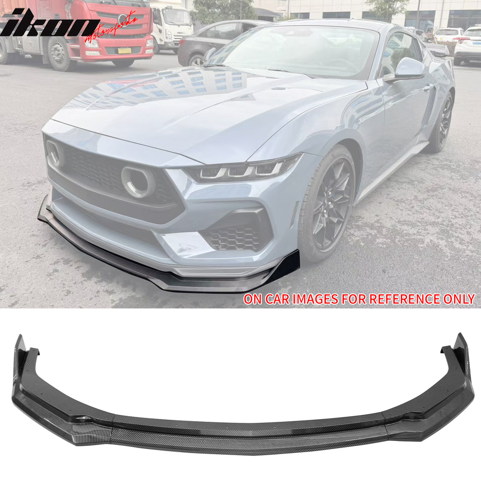 2024-2026 Ford Mustang Front Bumper Lip 3PC Carbon Fiber Print Spoiler