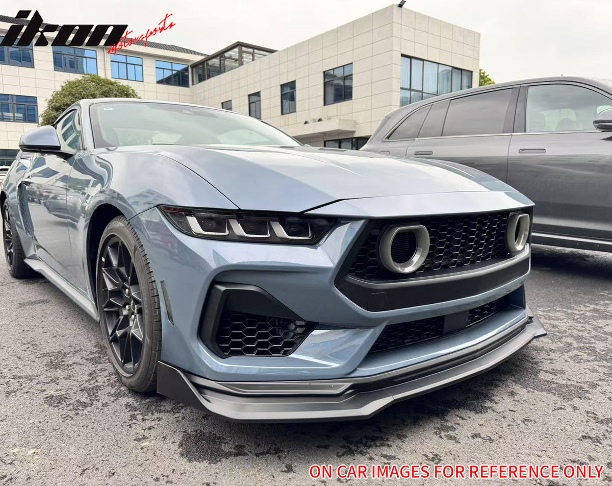 Fits 24-26 Ford Mustang Front Bumper Lip 3PC Spoiler Gloss Black Lower Splitter