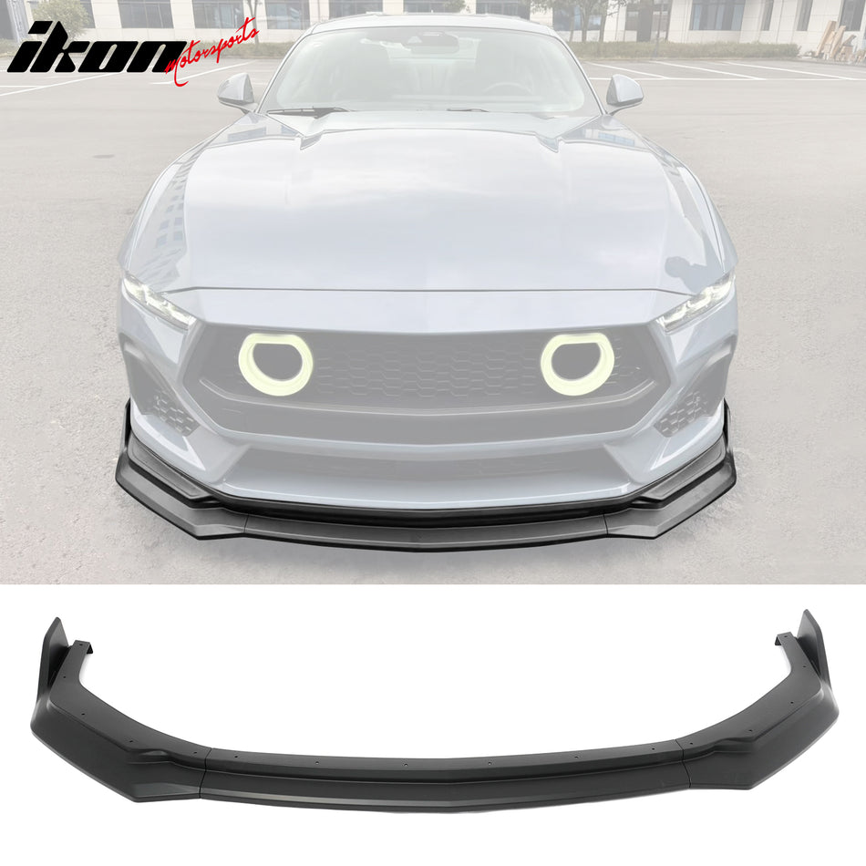 2024-2026 Ford Mustang Front Bumper Lip 3PC Matte Black ABS Spoiler