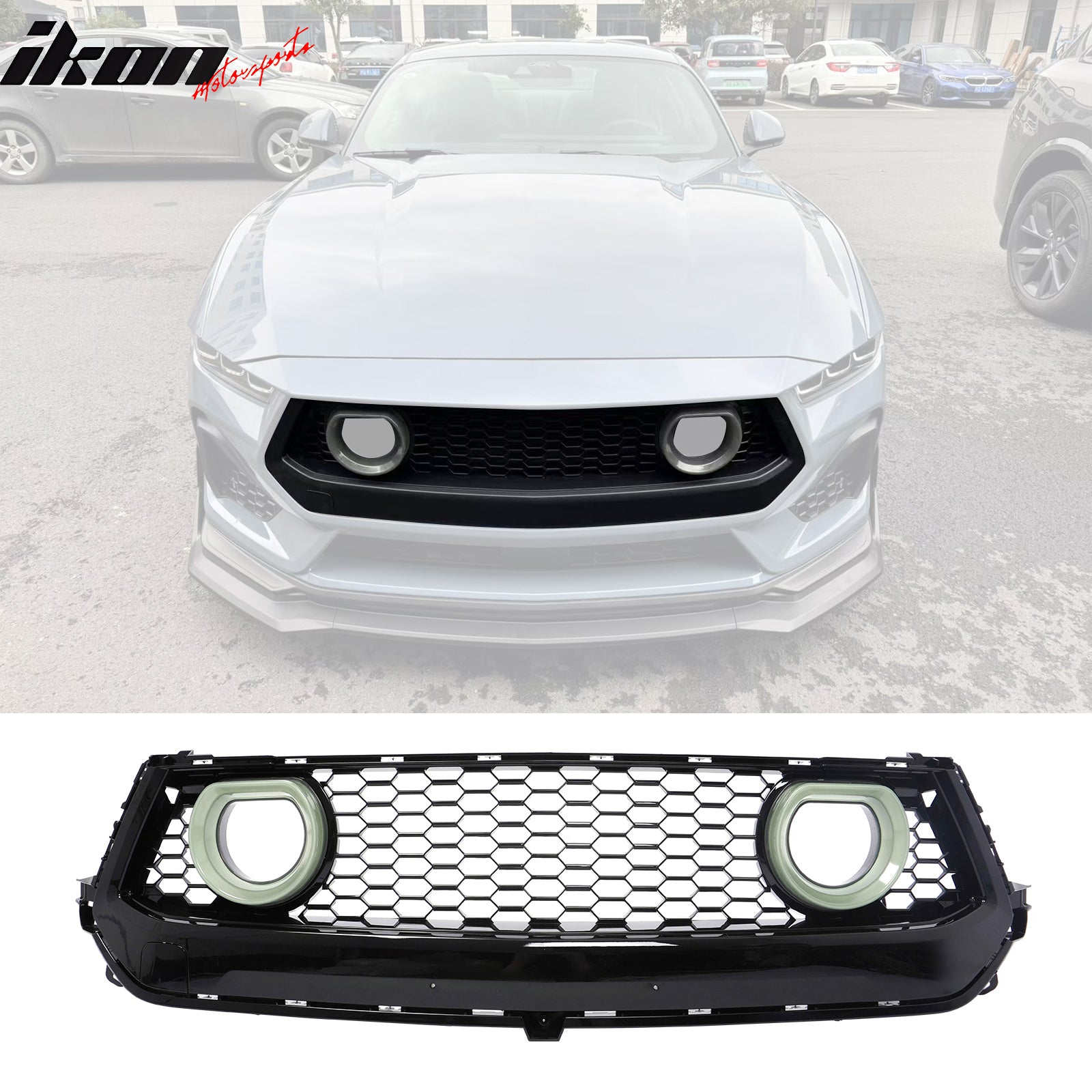 Ford mustang フォード・マスタング LEDグリル Fits 24-26 Ford Mustang Front Upper LED Grille Gloss Black ABS