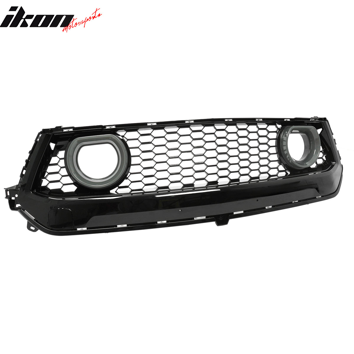 Fits 24-26 Ford Mustang Front Upper LED Grille Gloss Black ABS Assembly V1 Style