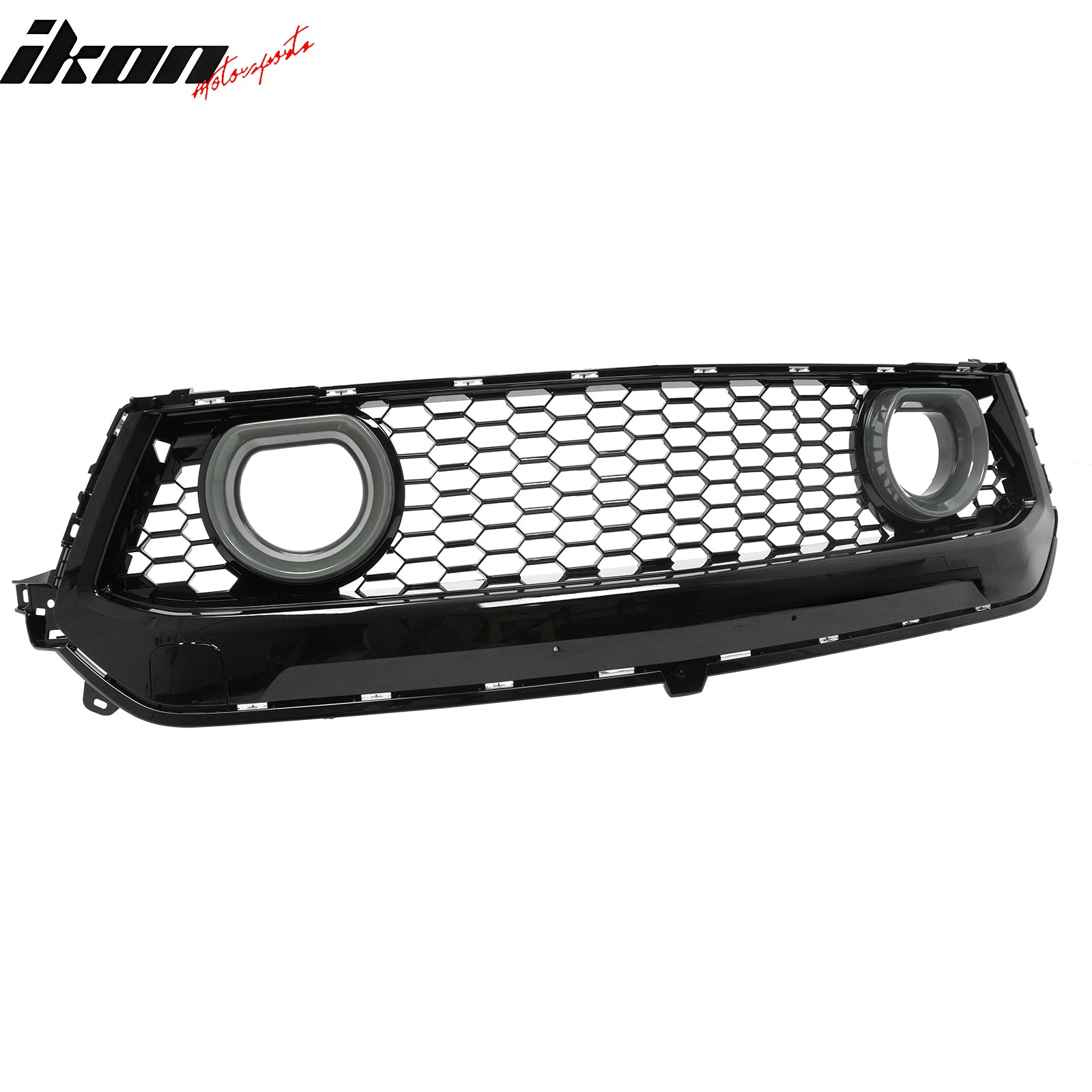 Fits 24-26 Ford Mustang Front Upper LED Grille Gloss Black ABS Assembly V1 Style