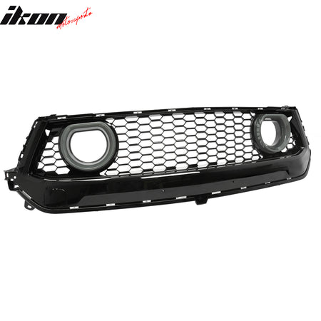 Fits 24-26 Ford Mustang Front Upper LED Grille Gloss Black ABS Assembly V1 Style