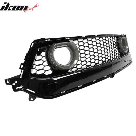 Fits 24-26 Ford Mustang Front Upper LED Grille Gloss Black ABS Assembly V1 Style