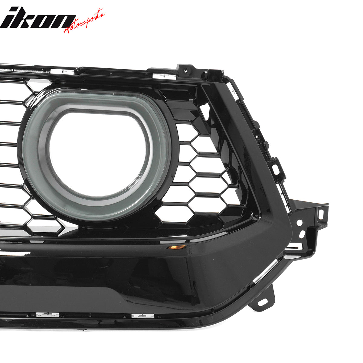 Fits 24-26 Ford Mustang Front Upper LED Grille Gloss Black ABS Assembly V1 Style