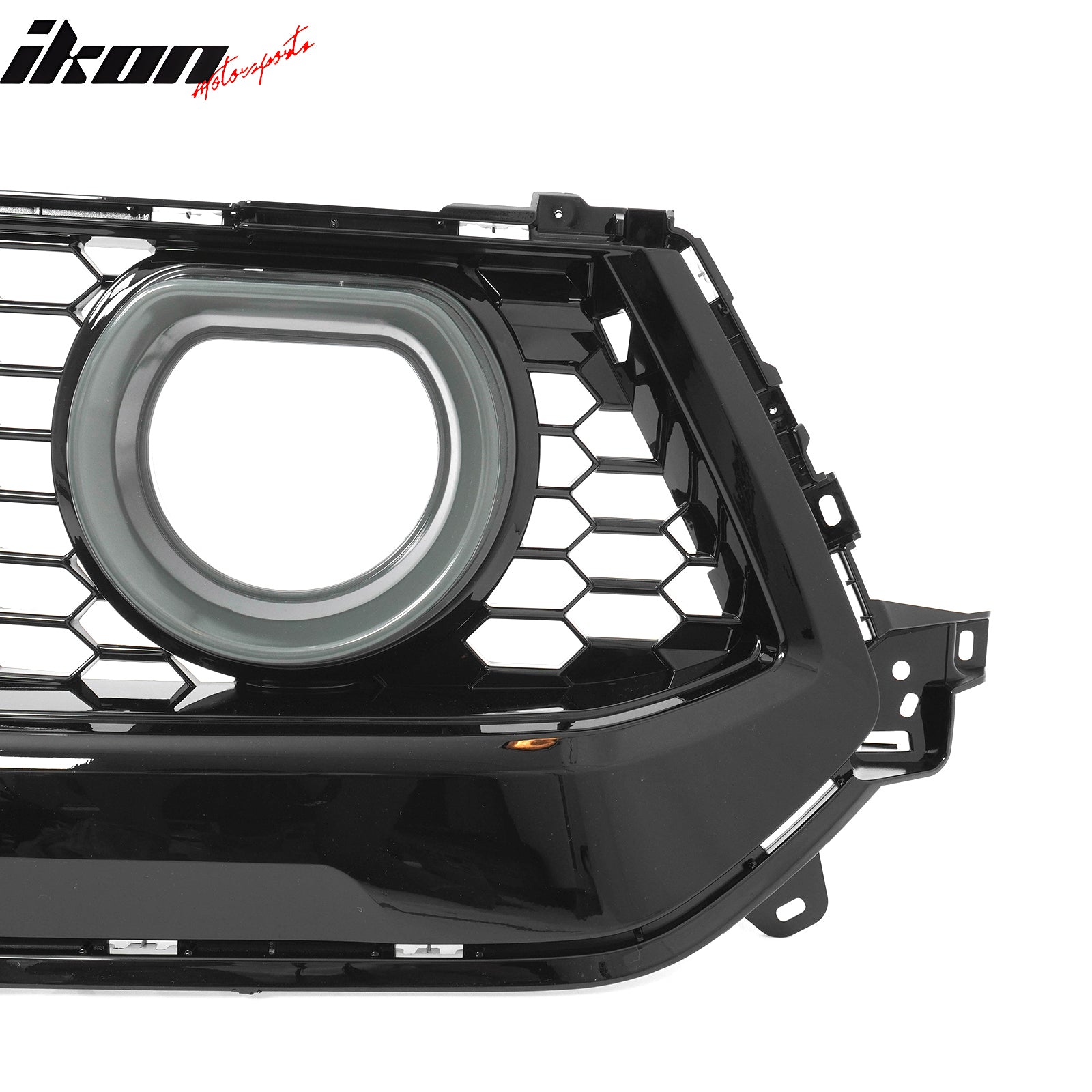 Fits 24-26 Ford Mustang Front Upper LED Grille Gloss Black ABS Assembly V1 Style